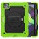 Mobigear SureGrip Xtreme iPad Air 5 (2022) Hoes Hard Kunststof,Siliconen Backcover + Stylus Houder + Schouderband + Standaard - Zwart / Groen