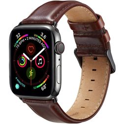 Mobigear Bologna Leren Apple Watch Bandje Gespsluiting - 42/41/40/38 mm - Bruin