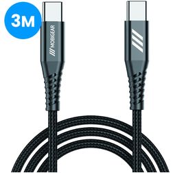 Mobigear Nylon USB-C naar USB-C Kabel 3 m - Zwart
