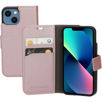 Mobiparts Saffiano Wallet iPhone 13 Mini Hoesje Bookcase Portemonnee - Roze