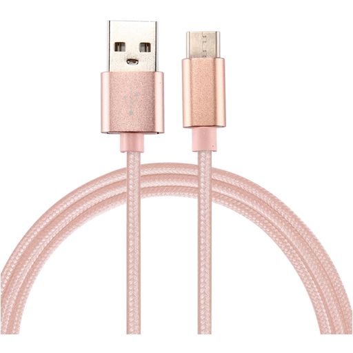 Mobigear Nylon USB-A naar USB-C Kabel 3 Meter - Roségoud
