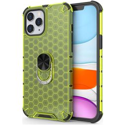 Mobigear Honeycomb Ring iPhone 12 Pro Max Hoesje Hardcase Backcover Shockproof met Ringhouder - Groen