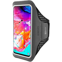 Mobiparts Comfort Fit Telefoonhouder Hardlopen Samsung Galaxy A70 Sport Hoesje Neopreen Sportarmband - Zwart