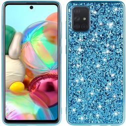 Mobigear Glitter Samsung Galaxy A51 Hoesje Hardcase Backcover - Blauw