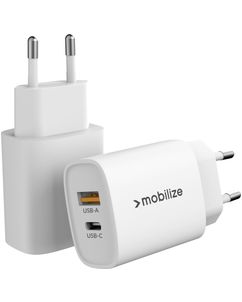 Mobilize Dual USB / USB-C Oplader Power Delivery 20W - Wit