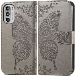 Mobigear Butterfly Motorola Moto G82 Hoesje Bookcase Portemonnee - Grijs