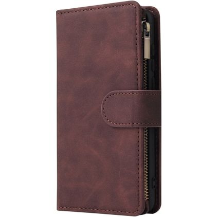 Mobigear Zipper Huawei P40 Hoesje Bookcase Portemonnee - Bruin