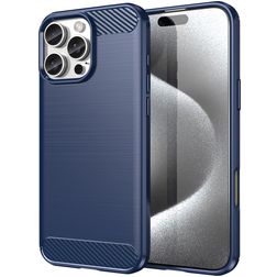 Mobigear Brushed Slim iPhone 16 Pro Hoesje Flexibel TPU Backcover - Blauw