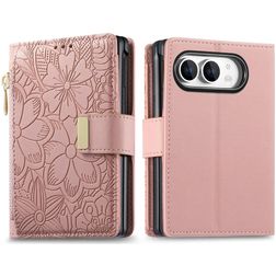 Mobigear Flowers iPhone Duo Hoesje Bookcase Portemonnee - Roze