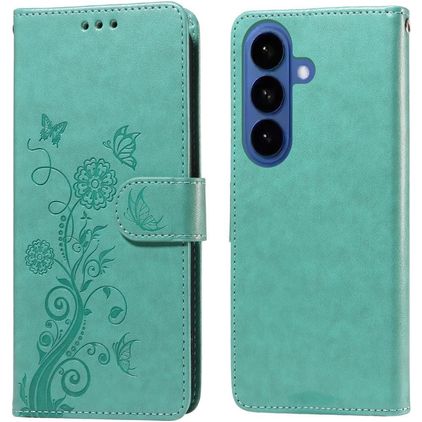 Mobigear Flowers Samsung Galaxy S26 Plus Hoesje Bookcase Portemonnee - Groen