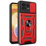 Mobigear Armor Ring Cam Slide Motorola Edge 40 Pro Hoesje Hardcase Backcover Shockproof met Ringhouder en Camera Slider - Rood