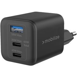 Mobilize Wall Charger Triple USB / USB-C Oplader Power Delivery 65W - Zwart