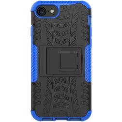 Mobigear Tire iPhone SE (2022) Hoesje Hardcase Backcover Shockproof met Standaard - Zwart / Blauw