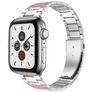 Mobigear Lissabon Stalen Apple Watch Bandje Vouwsluiting - 49/46/45/44 mm - Roze / Zilver