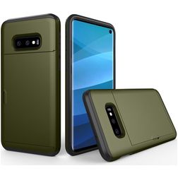 Mobigear Card Samsung Galaxy S10e Hoesje Hardcase Backcover Shockproof met Pasjeshouder - Legergroen