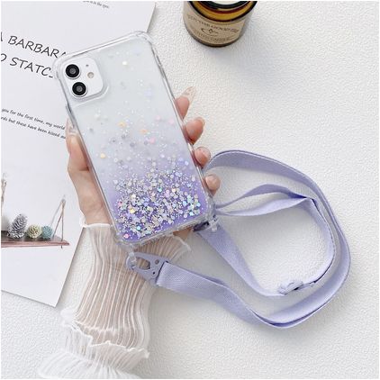 Mobigear Lanyard iPhone 13 Pro Max Flexibel TPU Hoesje met koord - Paars