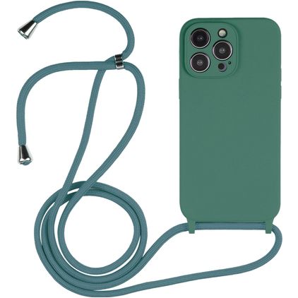 Mobigear Lanyard iPhone 15 Pro Siliconen Hoesje met koord - Groen