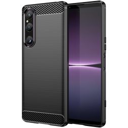 Mobigear Brushed Slim Sony Xperia 1 V Hoesje Flexibel TPU Backcover - Zwart