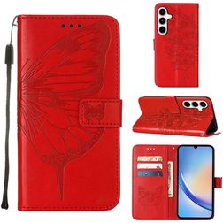 Mobigear Butterfly Samsung Galaxy A35 Hoesje Bookcase Portemonnee - Rood