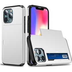 Mobigear Card iPhone 14 Pro Hoesje Hardcase Backcover Shockproof met Pasjeshouder - Wit