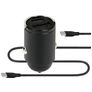 Mobiparts Car Charger Dual USB / USB-C Autolader USB-C 1 m Fast Charge 30W 3A - Zwart