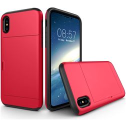 Mobigear Card iPhone X Hoesje Hardcase Backcover Shockproof met Pasjeshouder - Rood