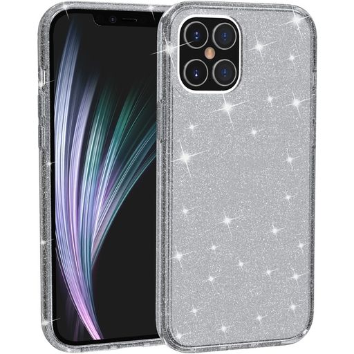 Mobigear Glitter iPhone 12 Hoesje Hardcase Backcover - Grijs