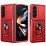 Mobigear Armor Ring Cam Slide Samsung Galaxy Z Fold 7 Hoesje Hardcase Backcover Shockproof met Ringhouder en Camera Slider - Rood