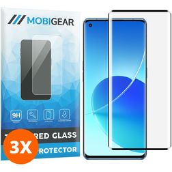 Mobigear Premium OPPO Reno 6 Pro 5G Glazen Screenprotector - Case Friendly - Zwart (3-Pack)