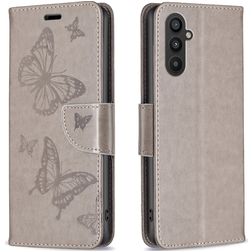 Mobigear Butterfly Samsung Galaxy A24 Hoesje Bookcase Portemonnee - Grijs