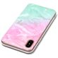 Mobigear Marble iPhone XS Hoesje Flexibel TPU Backcover - Roze / Turquoise