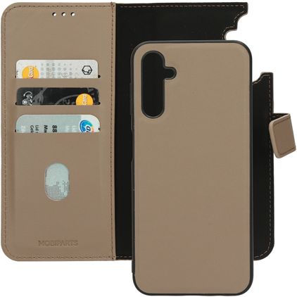 Mobiparts Samsung Galaxy A14 Hoesje Echt Leer Uitneembare 2in1 Bookcase Portemonnee - Taupe