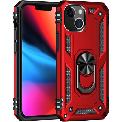 Mobigear Armor Ring iPhone 13 Mini Hoesje Hardcase Backcover Shockproof met Ringhouder - Rood
