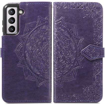 Mobigear Mandala Samsung Galaxy S21 FE Hoesje Bookcase Portemonnee - Paars