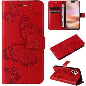 Mobigear Butterfly iPhone 16 Plus Hoesje Bookcase Portemonnee - Rood