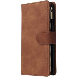 Mobigear Zipper OnePlus 8 Pro Hoesje Bookcase Portemonnee - Bruin