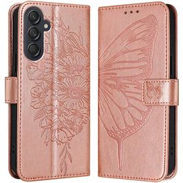 Mobigear Butterfly Samsung Galaxy M55 Hoesje Bookcase Portemonnee - Roségoud