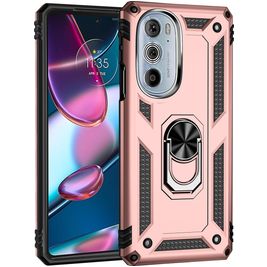 Mobigear Armor Ring Motorola Edge 30 Pro Hoesje Hardcase Backcover Shockproof met Ringhouder - Roségoud