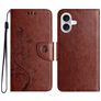 Mobigear Flowers iPhone 16 Plus Hoesje Bookcase Portemonnee - Bruin