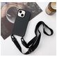 Mobigear Lanyard iPhone 14 Siliconen Hoesje met koord - Zwart