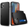 Mobigear Card iPhone 12 Hoesje Hardcase Backcover Shockproof met Pasjeshouder - Zwart