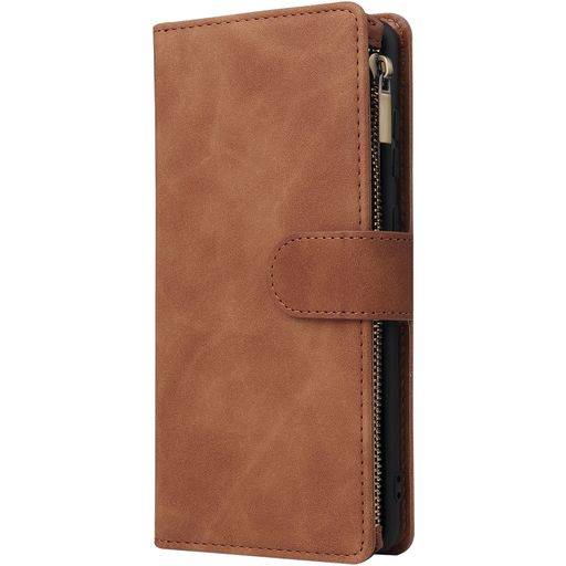 Mobigear Zipper Samsung Galaxy Note 10 Lite Hoesje Bookcase Portemonnee - Bruin