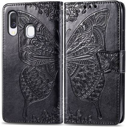Mobigear Butterfly Samsung Galaxy A40 Hoesje Bookcase Portemonnee - Zwart