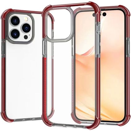 Mobigear Full Bumper iPhone 14 Pro Hoesje Hardcase Backcover Shockproof - Transparant / Rood