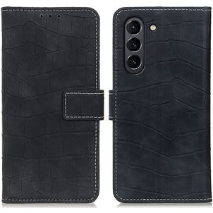 Mobigear Croco Samsung Galaxy S21 FE Hoesje Bookcase Portemonnee - Zwart
