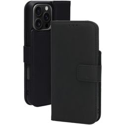 Mobiparts Wallet iPhone 16 Pro Max MagSafe Hoesje Echt Leer Uitneembare 2in1 Bookcase Portemonnee - Zwart