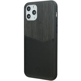 Valenta Card Slot iPhone 11 Pro Max Hoesje Echt Leer Backcover met Pasjeshouder - Zwart