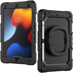 Mobilize Rotating Defender iPad 7 (2019) Hoes Hard Kunststof,Siliconen Backcover + Schouderband + Standaard - Zwart