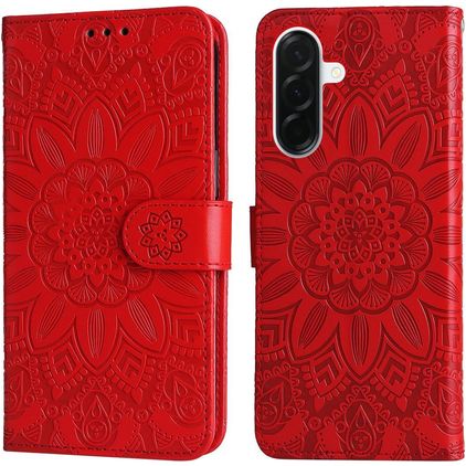 Mobigear Sunflower Samsung Galaxy A37 Hoesje Bookcase Portemonnee - Rood