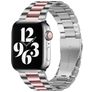 Mobigear Antwerp Stalen Apple Watch Bandje Vouwsluiting - 49/46/45/44 mm - Roze / Zilver